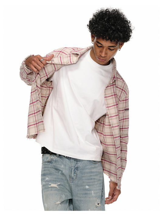 ANTIDOTE Destroyed Plaid Long-Sleeve Shirt | Face 3 Face