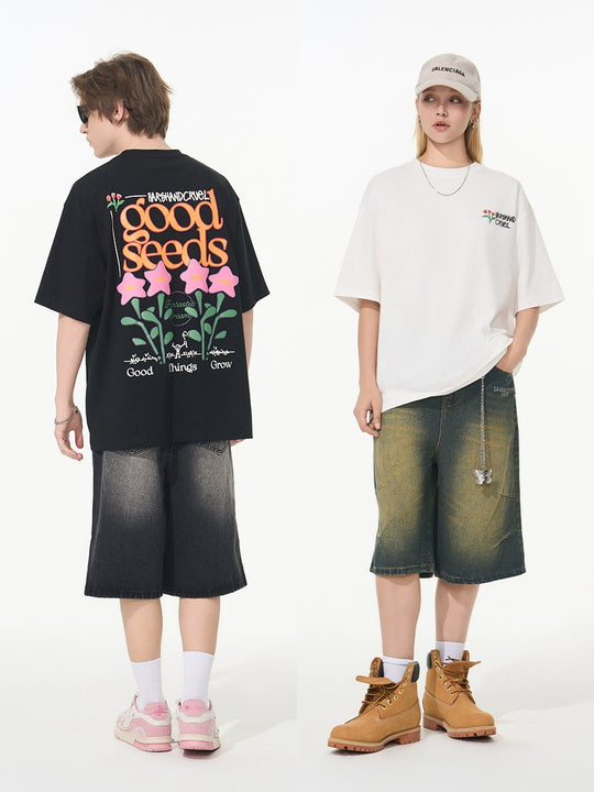 Harsh and Cruel Puff Print Flowers Tee