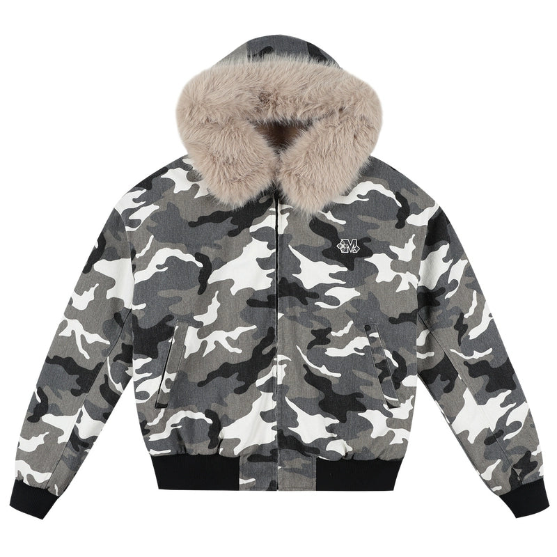 MEDM Detachable Fur Camouflage Hooded Jacket | Face 3 Face