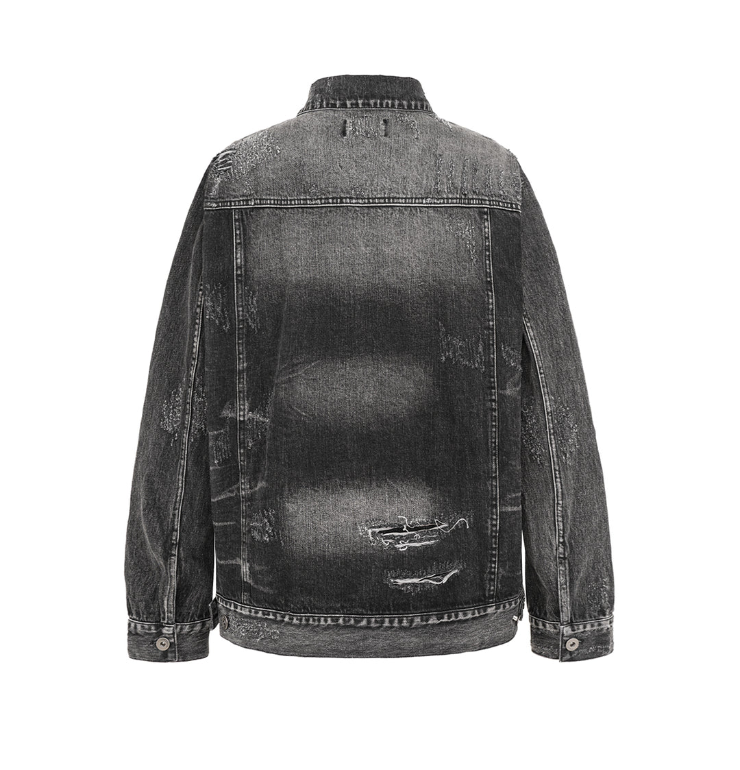 UNDERWATER Sand Wash Cut Destroyed Denim Jacket