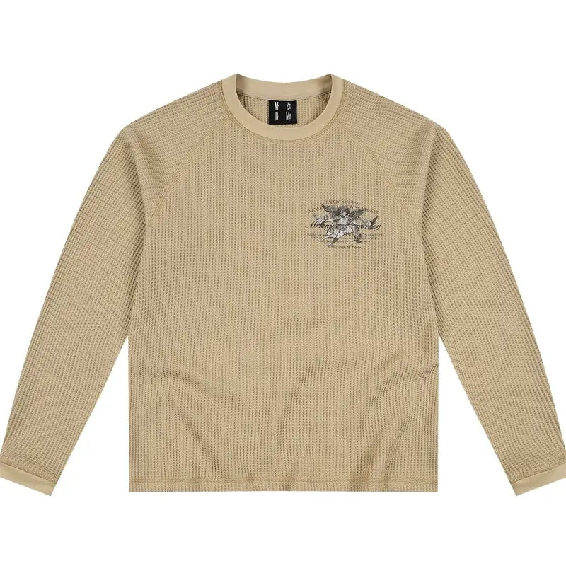 MEDM Angel Print Waffle Long Sleeve Tee | Face 3 Face