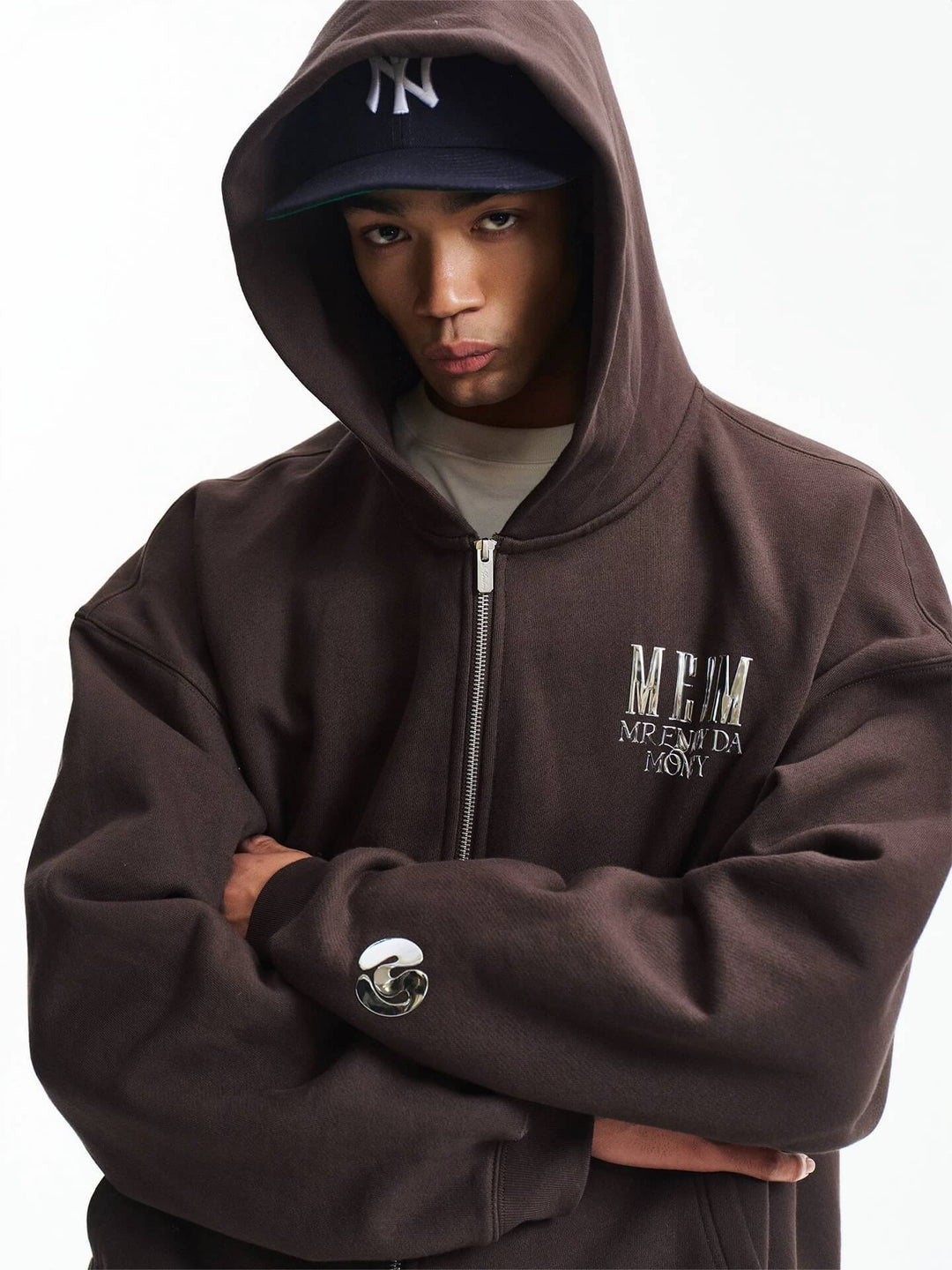 MEDM 3D Metallic Logo Zip Up Hoodie | Face 3 Face