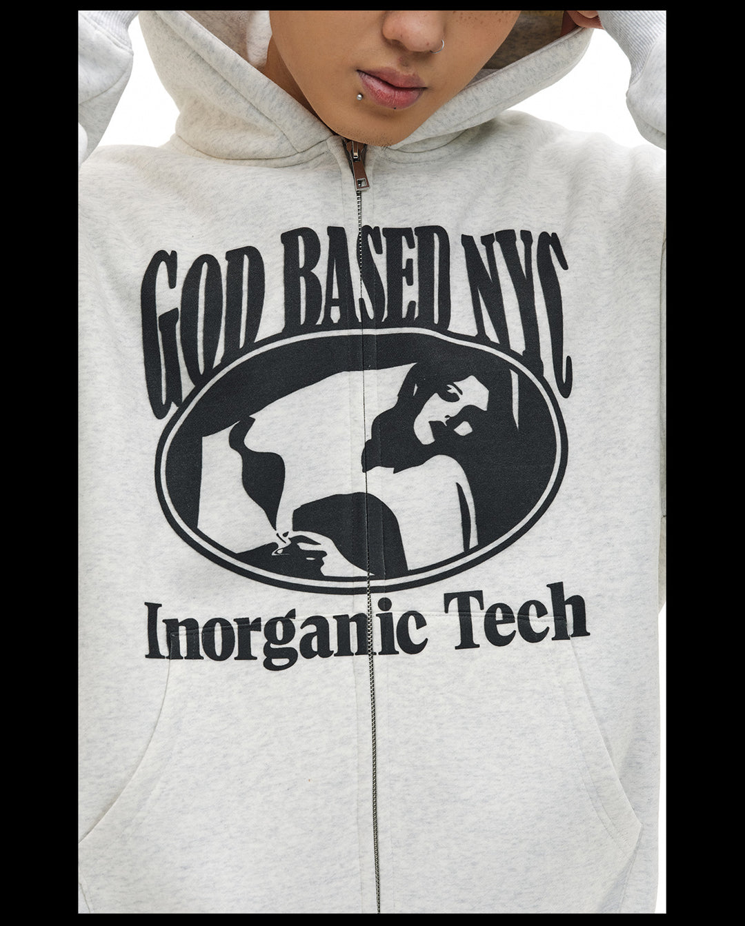 NOVACAM Vintage Print Zip Up Hoodie | Face 3 Face