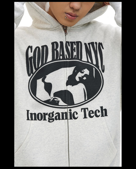 NOVACAM Vintage Print Zip Up Hoodie | Face 3 Face