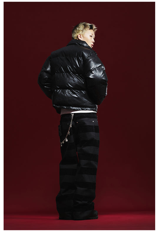 Remedy Cracked Design Puffer Jacket | Face 3 Face