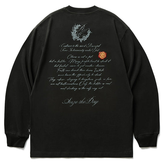Remedy Wax Seal Handwritten Letter Print Long Sleeve Tee | Face 3 Face