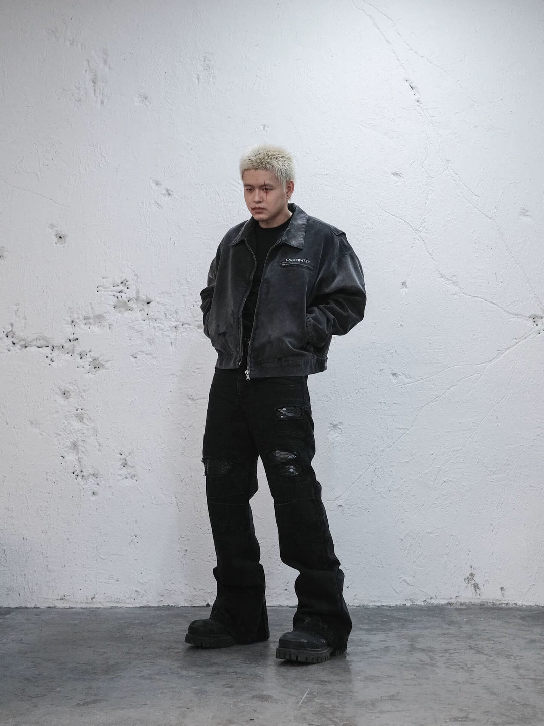 UNDERWATER Dying Art Gradient Washed Aged Detroit Jacket | Face 3 Face
