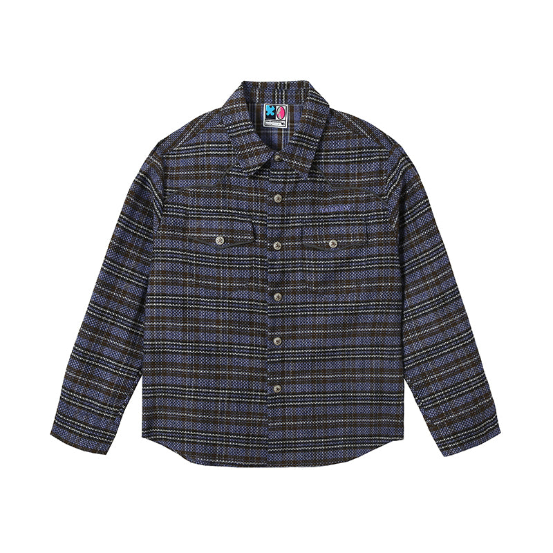 YADcrew Grid Textured Plaid Long Sleeve Shirt | Face 3 Face