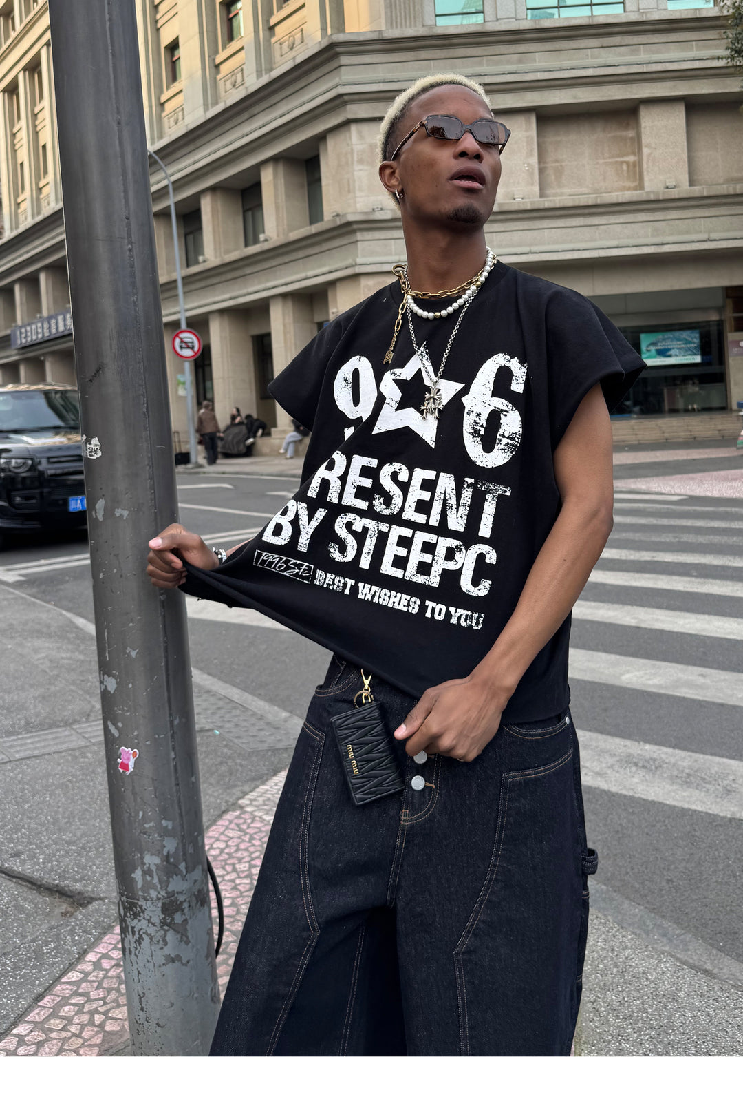 STEEPC Aged Printed Sleeveless Tee | Face 3 Face