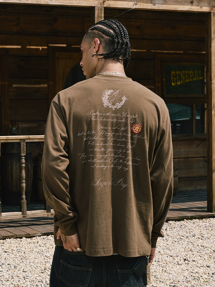 Remedy Wax Seal Handwritten Letter Print Long Sleeve Tee | Face 3 Face