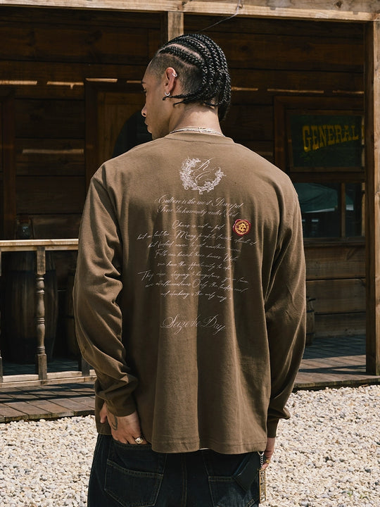 Remedy Wax Seal Handwritten Letter Print Long Sleeve Tee | Face 3 Face