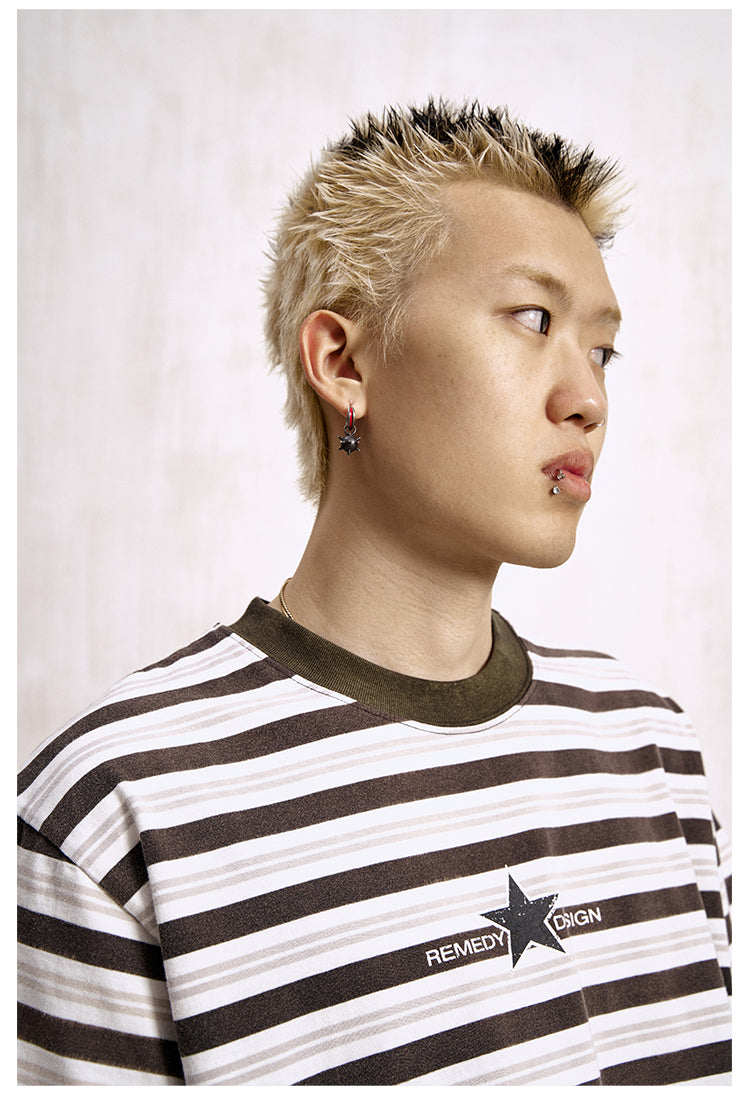 Remedy Washed Striped Star Print Tee | Face 3 Face