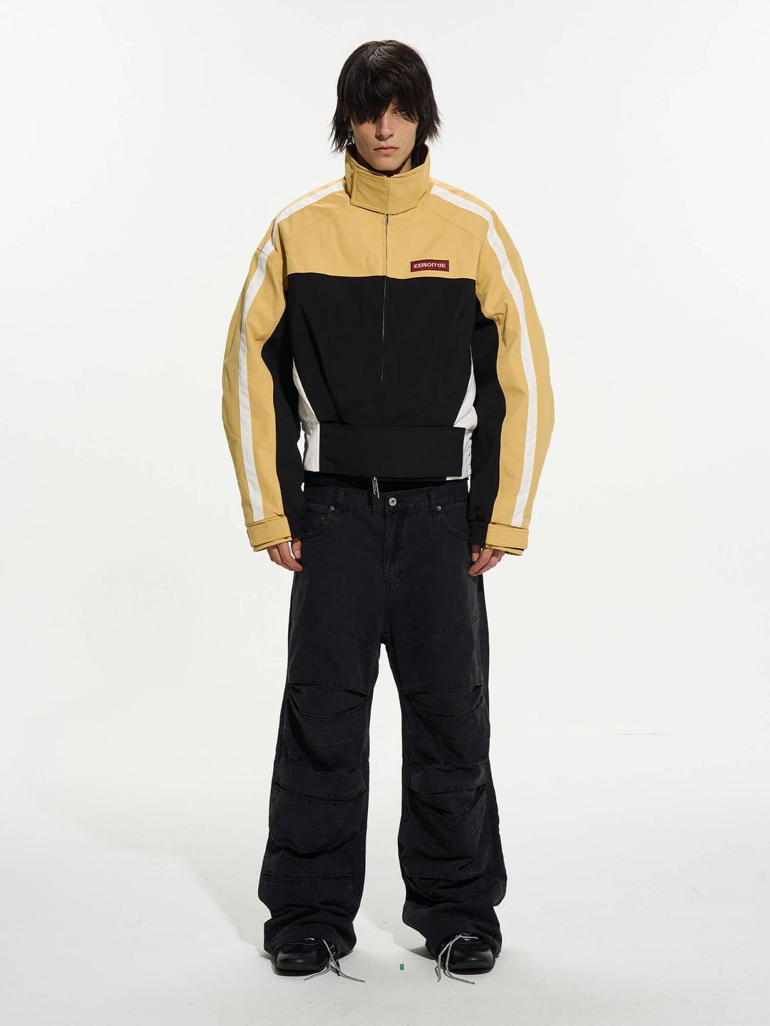 EXITMODE BY BLIND NO PLAN Horse Embroidered Elbow Patch Short Racing Jacket | Face 3 Face