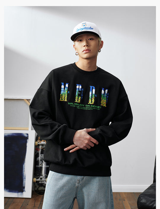 MEDM Blue Sky & Small Grass Embroidered Logo Sweatshirt | Face 3 Face