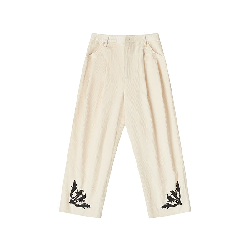 EMPTY REFERENCE Flower Print Corduroy Suit Pants | Face 3 Face