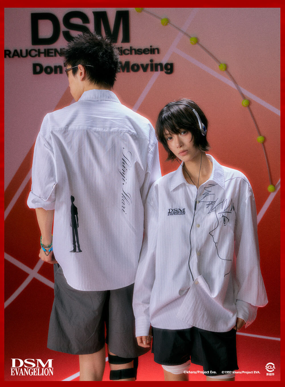DSM x EVA Shinji Ikari Embroidered Striped Long Sleeve Shirt