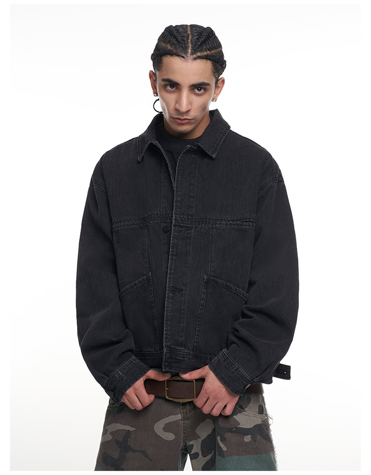 F3F Select Classic Black Washed Denim Jacket | Face 3 Face