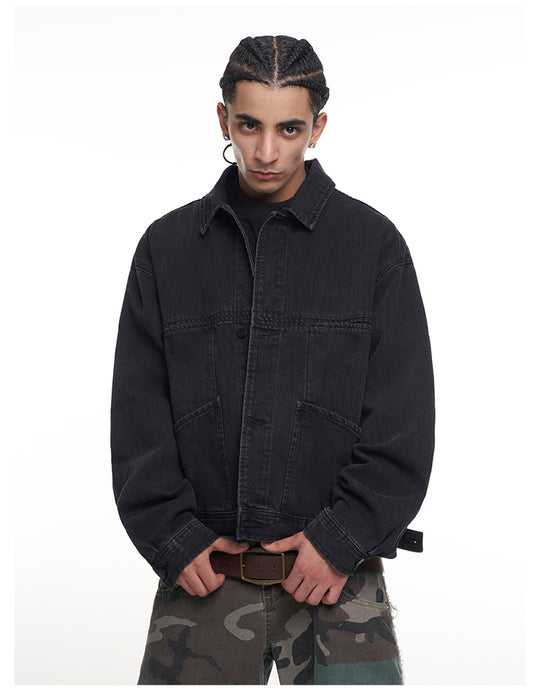 F3F Select Classic Black Washed Denim Jacket | Face 3 Face