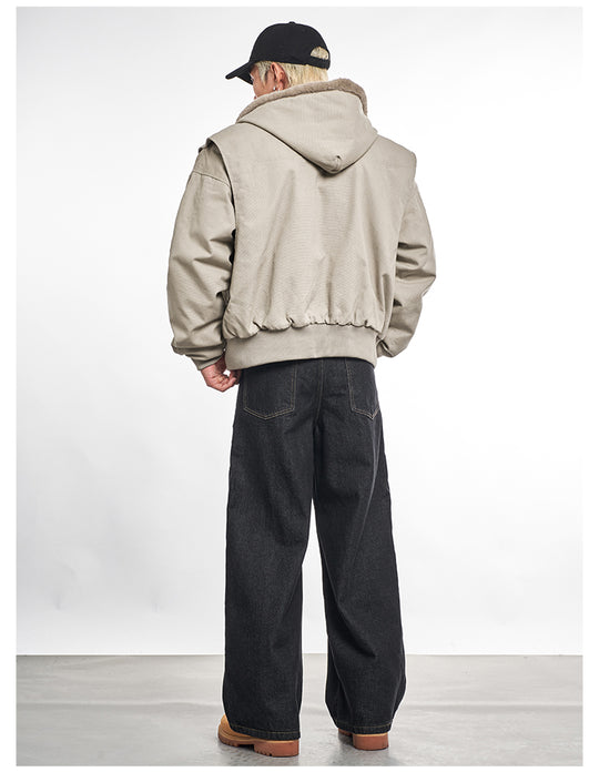 F3F Select Faux Rabbit Fur Lining Hoodie Work Jacket | Face 3 Face