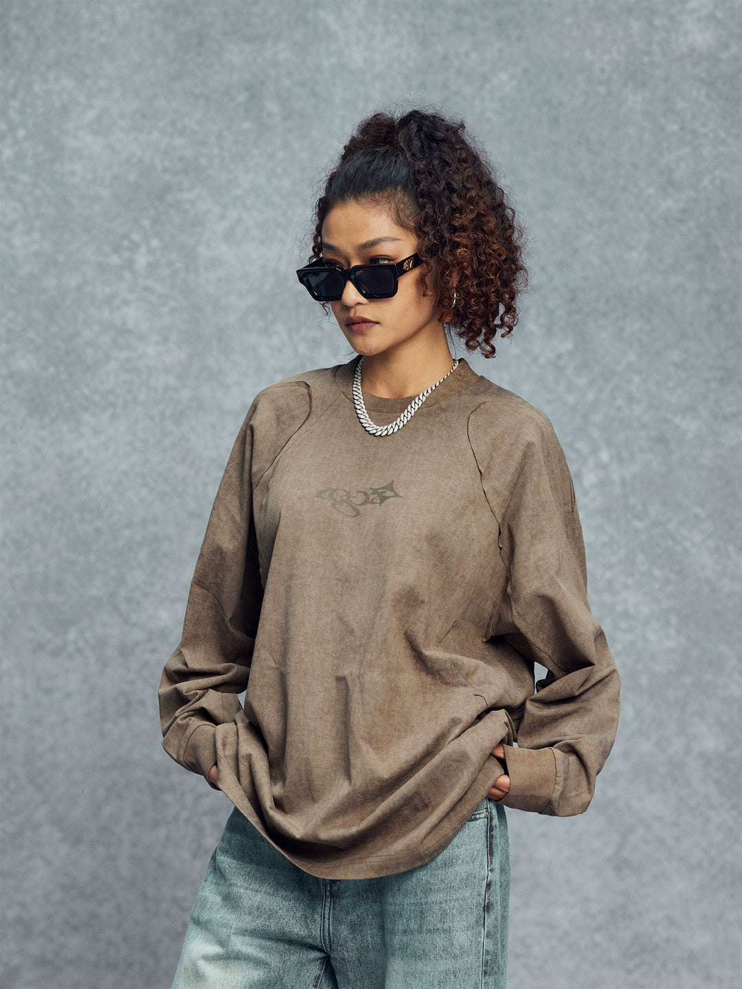 1807 Wax Print Patchwork Long Sleeve Tee | Face 3 Face