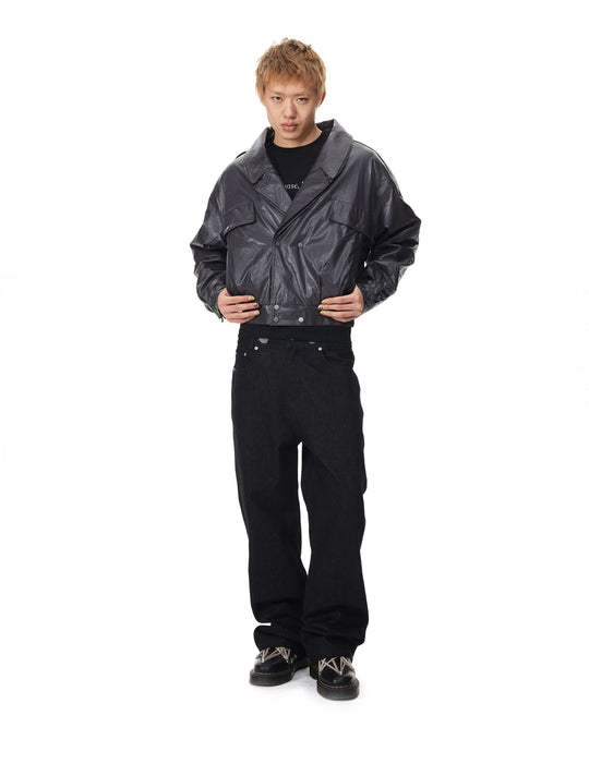 EVILKNIGHT(EK) Double Layer Collar PU Leather Jacket | Face 3 Face