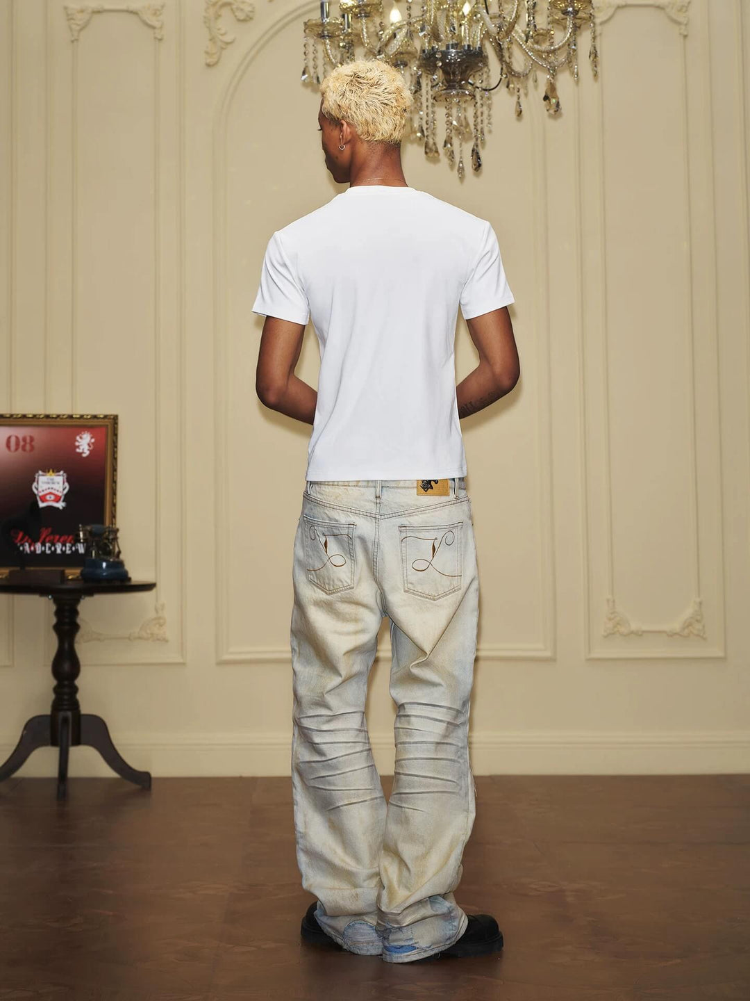 YADcrew Heavy Wash Distressed Cross Motif Button Jeans | Face 3 Face