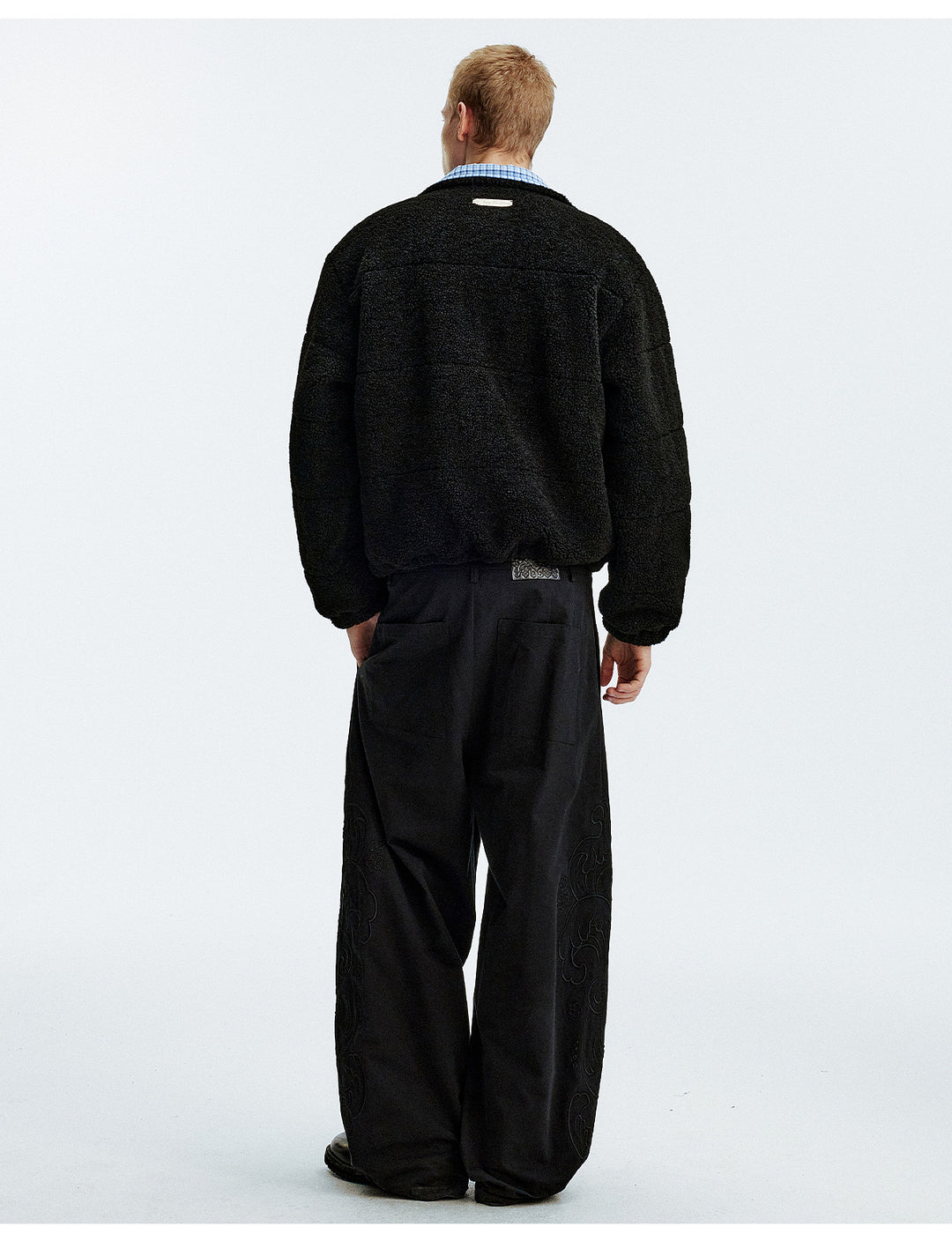 MEDM Plaid Trim Sherpa Short Jacket | Face 3 Face