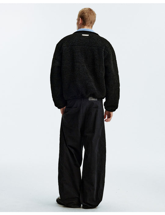 MEDM Plaid Trim Sherpa Short Jacket | Face 3 Face