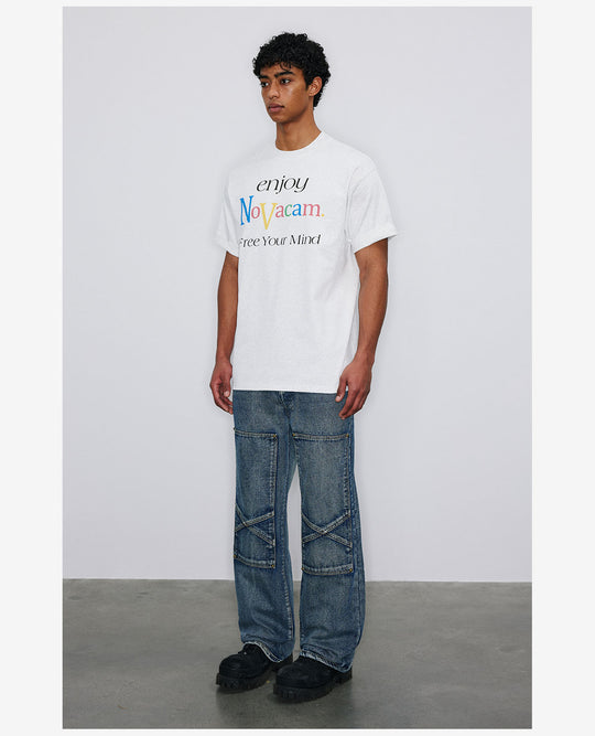 NOVACAM Enjoy Vintage Letter Print Tee | Face 3 Face