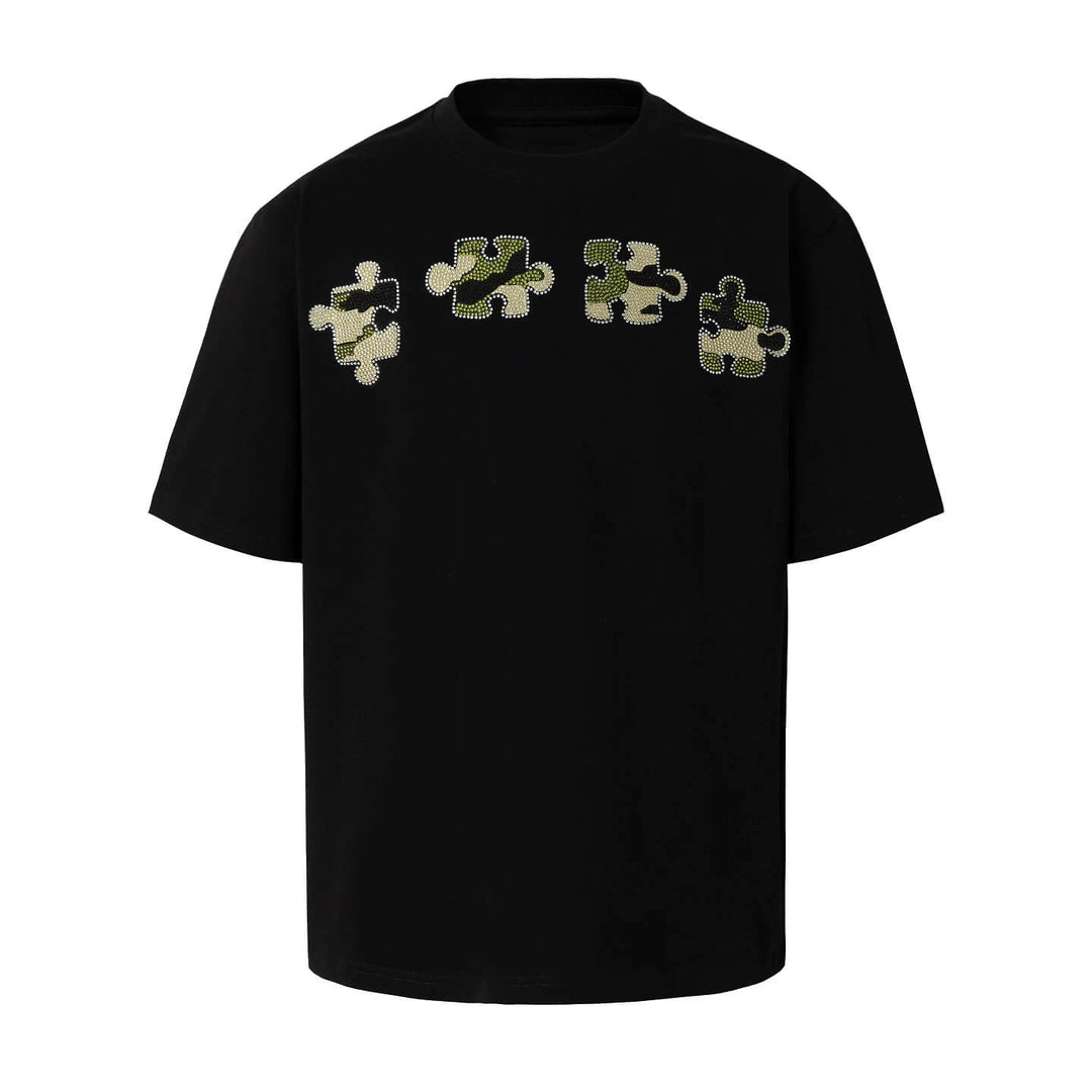 YADcrew Camo Rhinestone Puzzle Tee | Face 3 Face