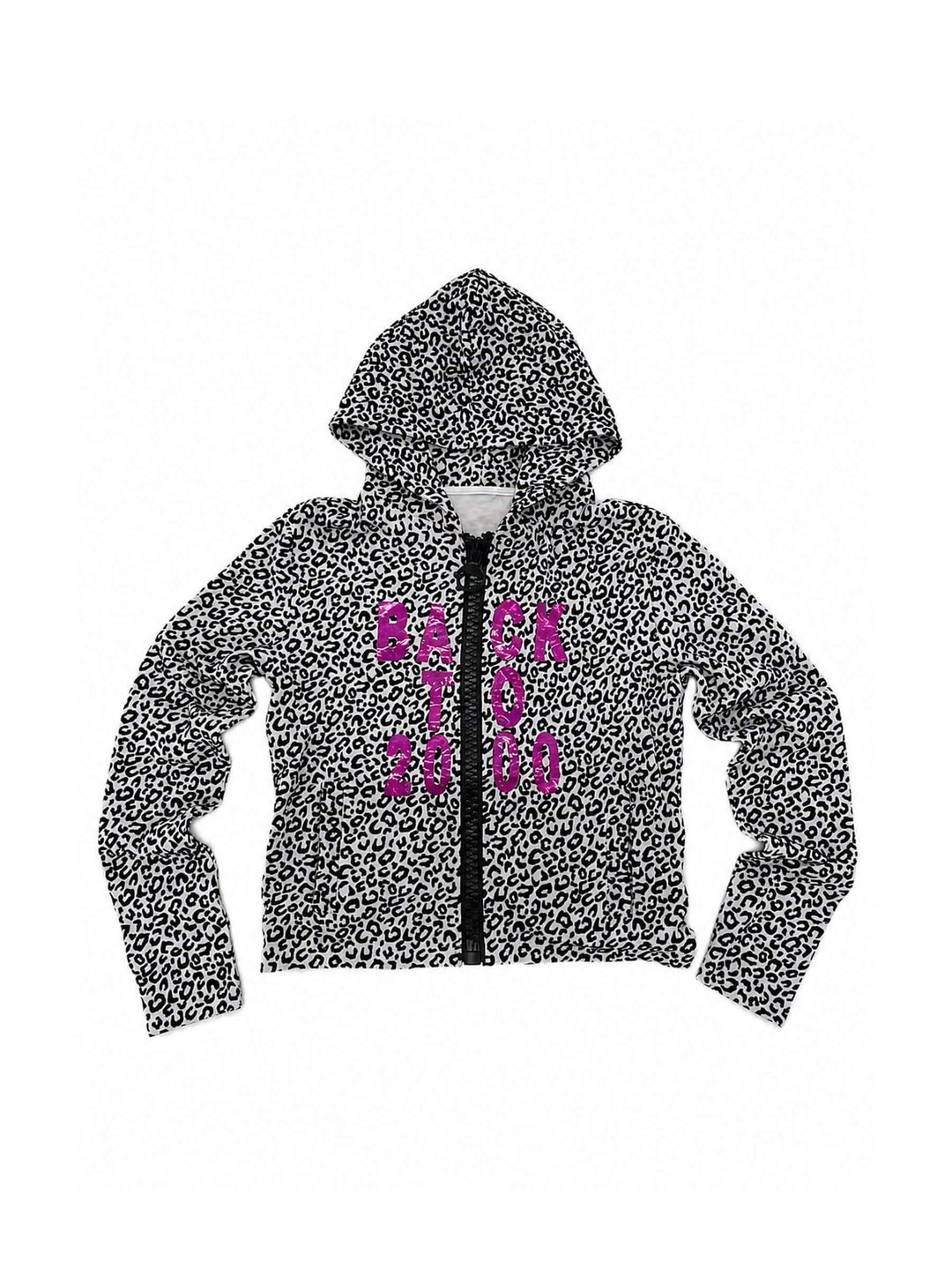 KARMANISTIC Leopard Print Glossy Graphic Zip Up Hoodie | Face 3 Face