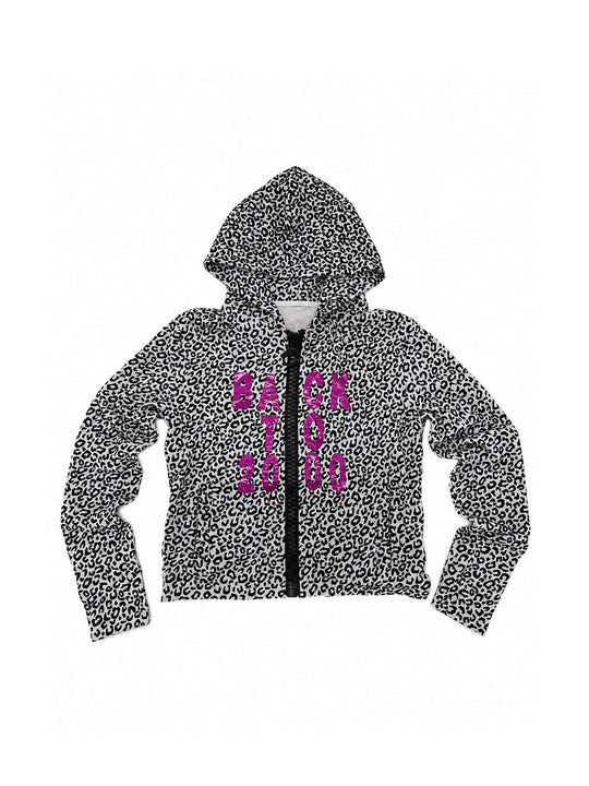 KARMANISTIC Leopard Print Glossy Graphic Zip Up Hoodie | Face 3 Face