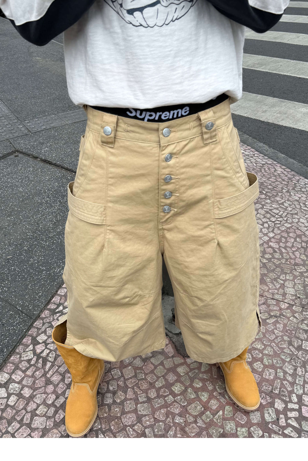 STEEPC Double Hammer Loop Button Fly Baggy Shorts | Face 3 Face