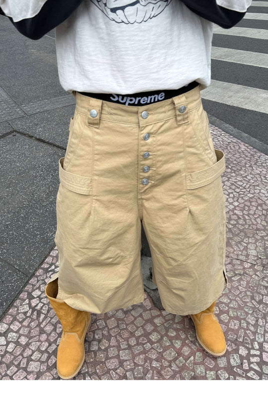 STEEPC Double Hammer Loop Button Fly Baggy Shorts | Face 3 Face