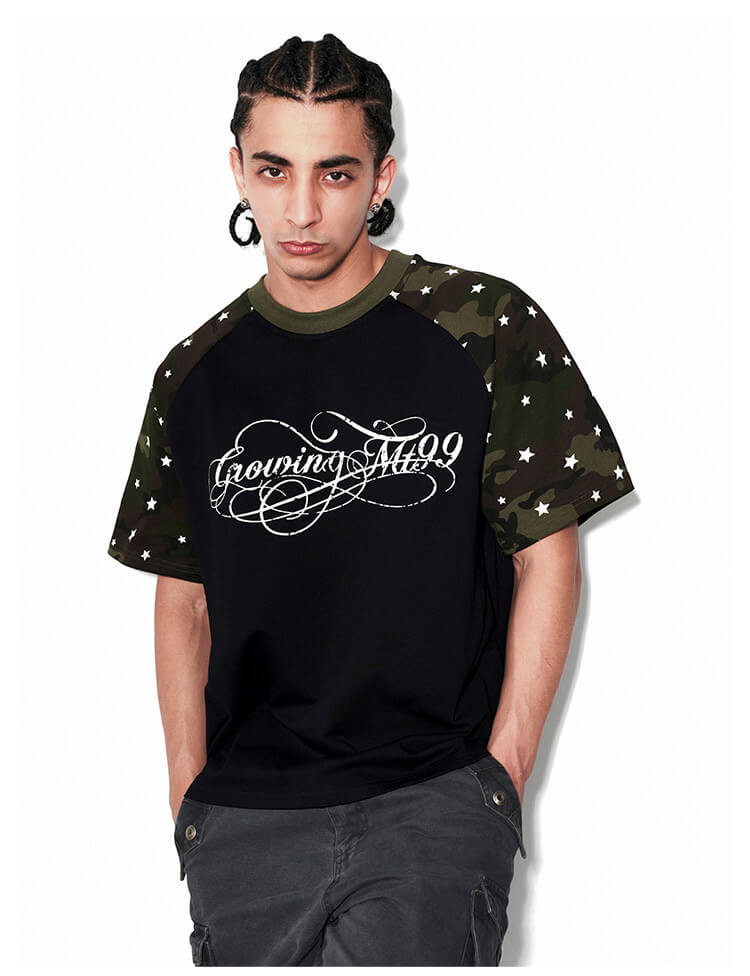 F3F Select Star Print Raglan Color Block Tee | Face 3 Face