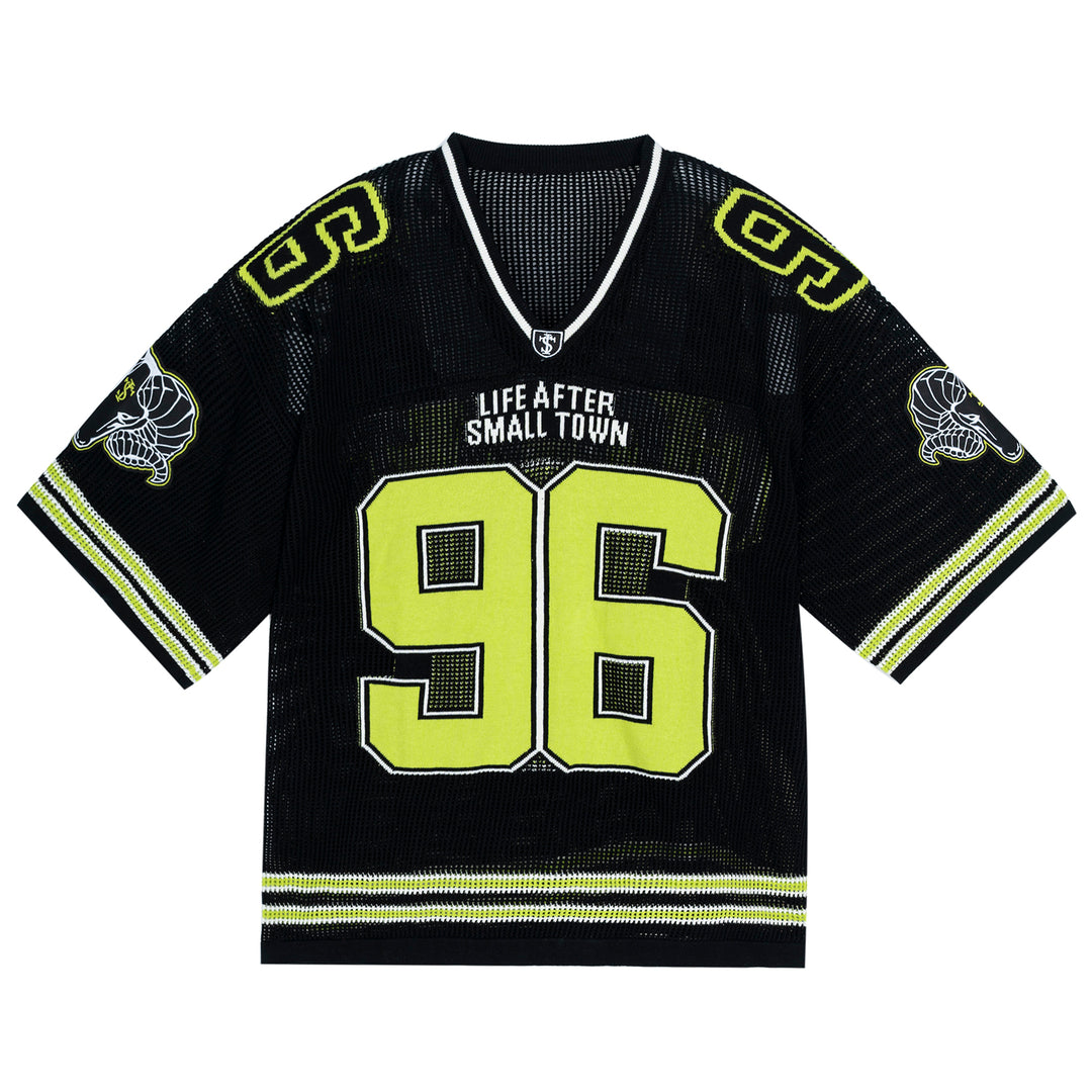 Small Town Kid Mesh Knit V Neck Rugby Jersey | Face 3 Face