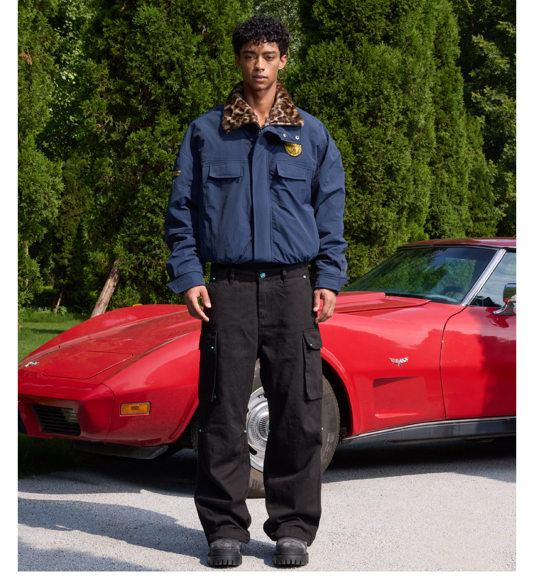 S45 Leopard Fur Lined Nylon Tactical Jacket | Face 3 Face