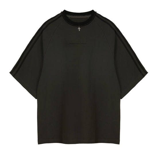 JHYQ Beaded Neck Striped Tee