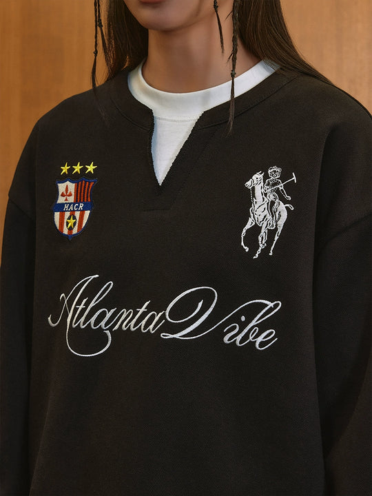 Harsh and Cruel Badge Embroidered Long Sleeve Layered Tee | Face 3 Face