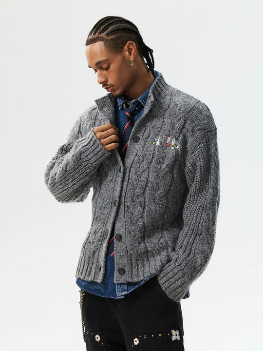 MEDM Speckled Cable Knit Cardigan | Face 3 Face