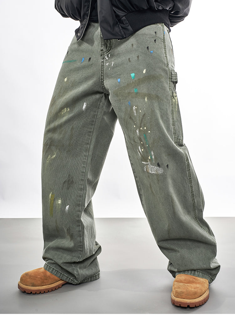 F3F Select Ink Splashed Distressed Work Painter Jeans | Face 3 Face
