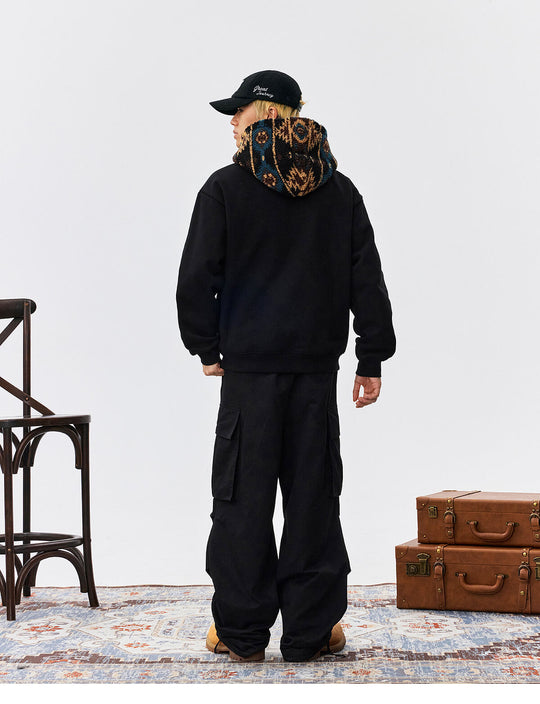 MEDM Patterned Sherpa Hood Patchwork Hoodie | Face 3 Face