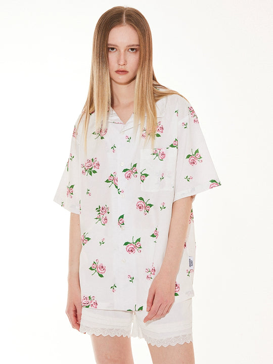 EMPTY REFERENCE Rose Floral Print Short Sleeve Shirt | Face 3 Face