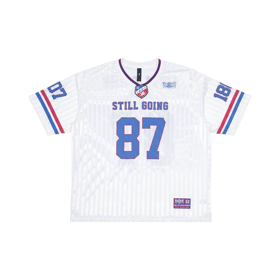 1807 Number Print Striped Short Sleeve Hockey Jersey | Face 3 Face