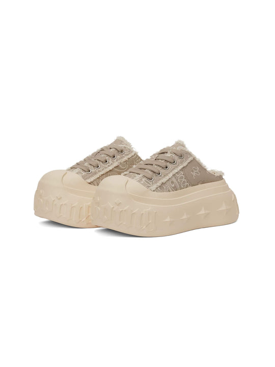 1807 INF-008 Gothic Lace Up Canvas Paisley Chunky Half Sneakers | Face 3 Face