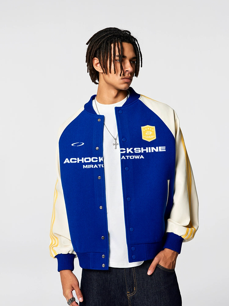 Racer varsity jacket | Achock Contrast Color Racing Varsity Jacket | Face 3 Face