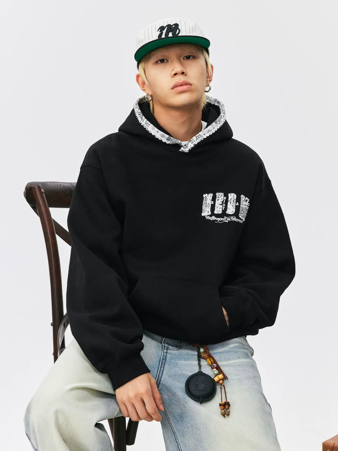 MEDM Ethnic Paisley Patch Embroidered Hoodie | Face 3 Face