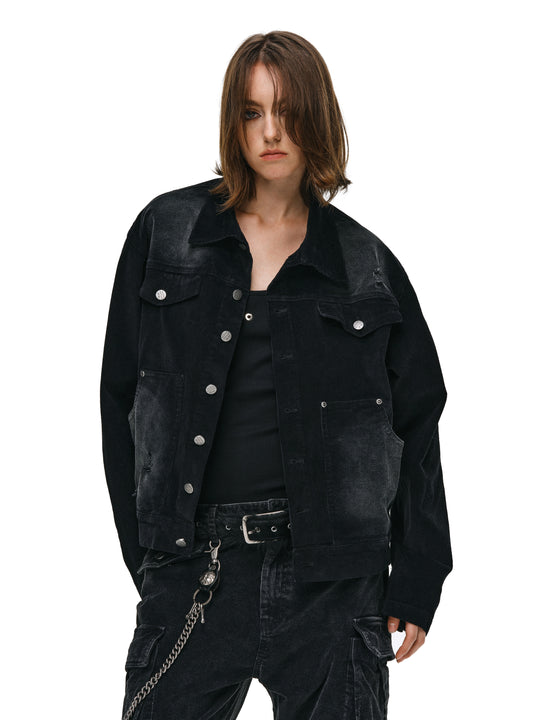 ANTIDOTE Distressed Washed Corduroy Work Jacket | Face 3 Face