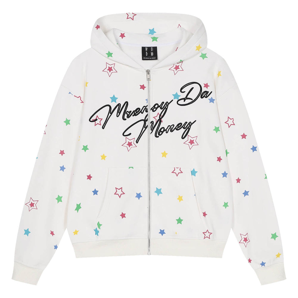 MEDM All Over Colorful Star Print Zip Up Hoodie | Face 3 Face