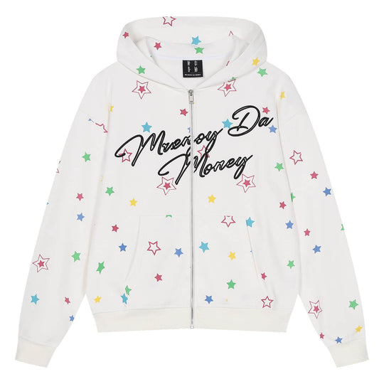 MEDM All Over Colorful Star Print Zip Up Hoodie | Face 3 Face